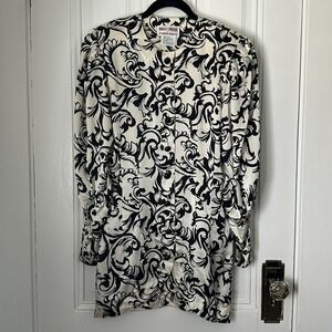 Vintage Maggy London by Jeannene Booher‎ Silk Baroque Print Tunic Blouse/Dress 8